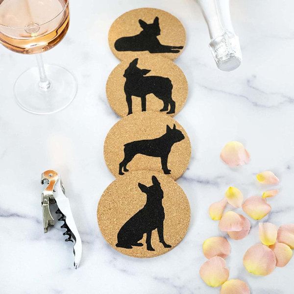 Frifoho Cork Drink Coasters Set Of 4 Dog Coasters With Protective